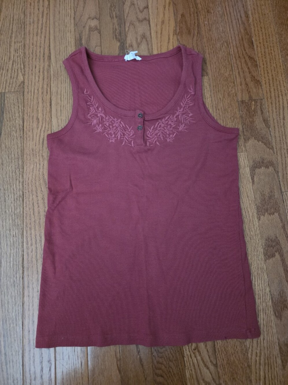 Maurices Rosewood Embroidered Scoop Neck Tank
